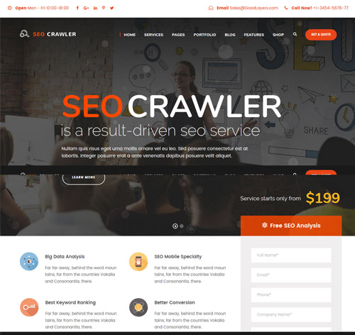 SEO Crawler - Digital Marketing Agency, Social Media, SEO WordPress Theme