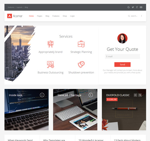 Acamar — Tiled Layout and Clean Design Responsive Joomla Template
