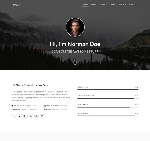 Imozar - Personal Portfolio Template