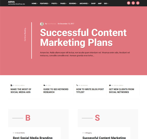 Ariva - Simple Text-Based WordPress Blog Theme