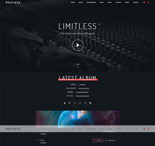 Mousiqua - Music Band and Musician Template