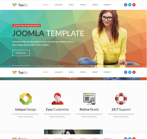 TopBiz - Responsive Corporate Joomla Template With Page Builder