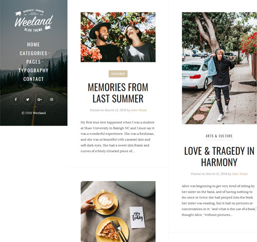 Weeland - Masonry Lifestyle WordPress Blog Theme
