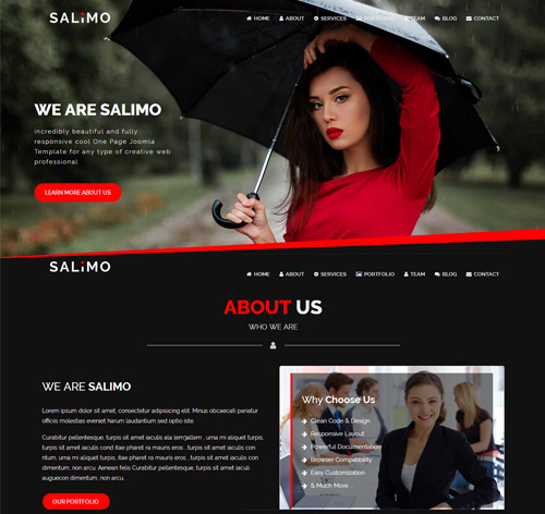 Salimo - Creative One Page Parallax Joomla Theme With Page Builder