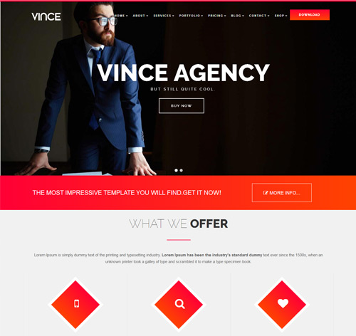 Vince Onepage & Multipages Business Drupal 8 Theme