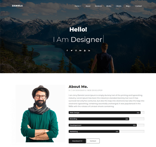 Daniels - Onepage Portfolio Joomla! Theme