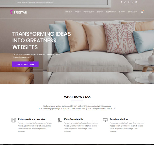 Tristan - Creative Furniture & Interior WordPress Theme
