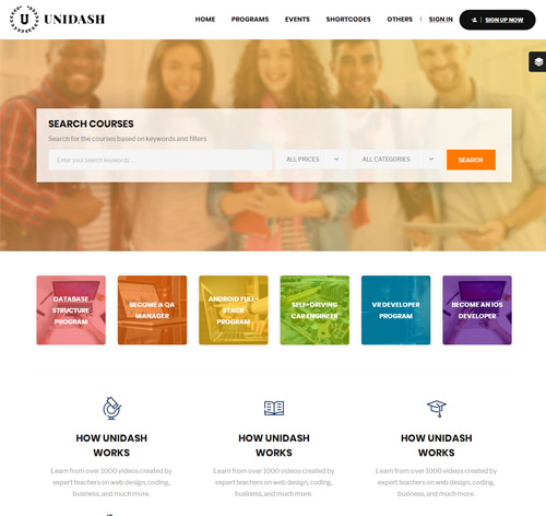Unidash - WordPress Theme for University and Online Education