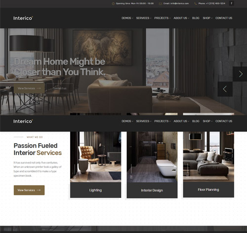 Interico - Stylish Interior Design & Architecture WordPress Theme