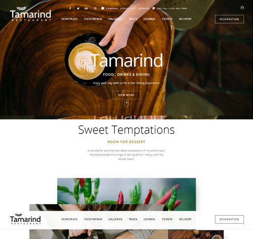 Tamarind Restaurant Theme for WordPress