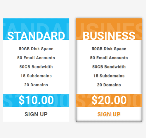Pricing Table Style 105