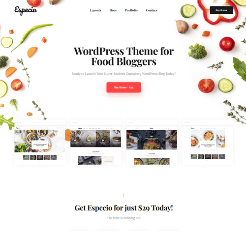 Especio | Gutenberg Food Blog WordPress Theme
