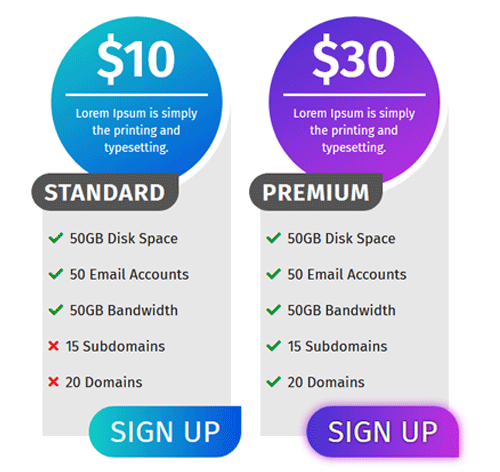 Pricing Table Style 114