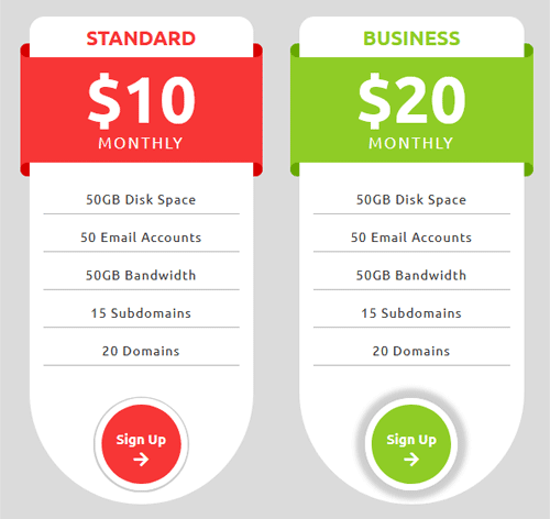 Pricing Table Style 119
