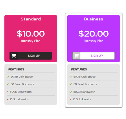 Pricing Table Style 120