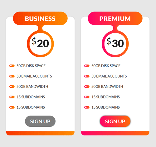 Pricing Table Style 135