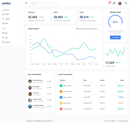 Emilus - React Admin Template