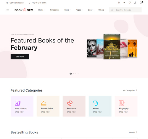 Bookworm - Bookstore & Bookshop WooCommerce Theme