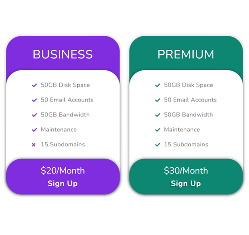 Pricing Table Style 259