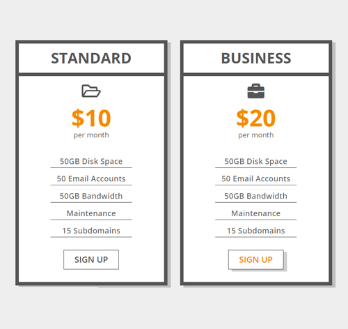 Pricing Table Style 275
