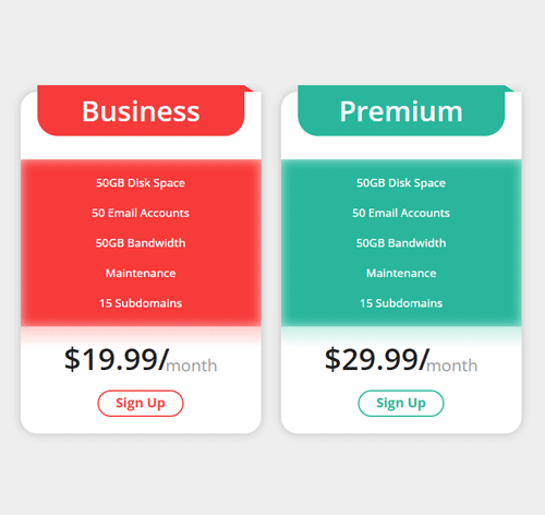 Pricing Table Style 283