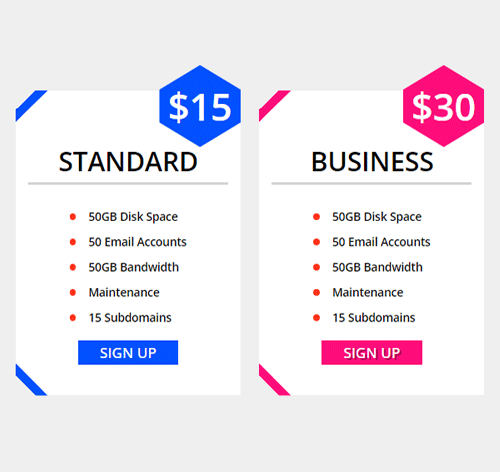 Pricing Table Style 301